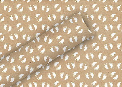 Braun + Company Geschenkpapier – Babyfüsse – Kraftpapier, 70 g/m2 – 700 × 2000 mm