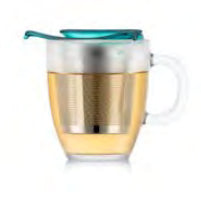 Bodum Teetasse – 350 ml, Ø 10,0 cm, H 11,5 cm, Borosilikatglas, Transparent/Grün, mit Edelstahlsieb, BPA-frei