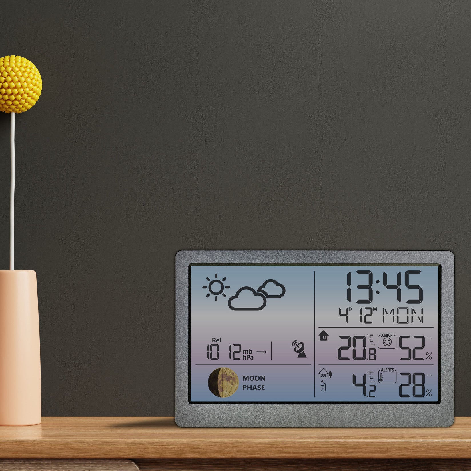 TFA-Dostmann TFA Dostmann Luna Sky – Wetterstation, Funk (433 MHz), innen/aussen, Thermometer & Hygrometer – Silber
