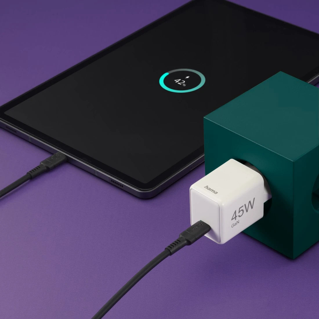 Hama 00201983 USB-Ladegerät 45 W – USB-C×1 – PD 3,0, QC 3,0, GaN – Weiss