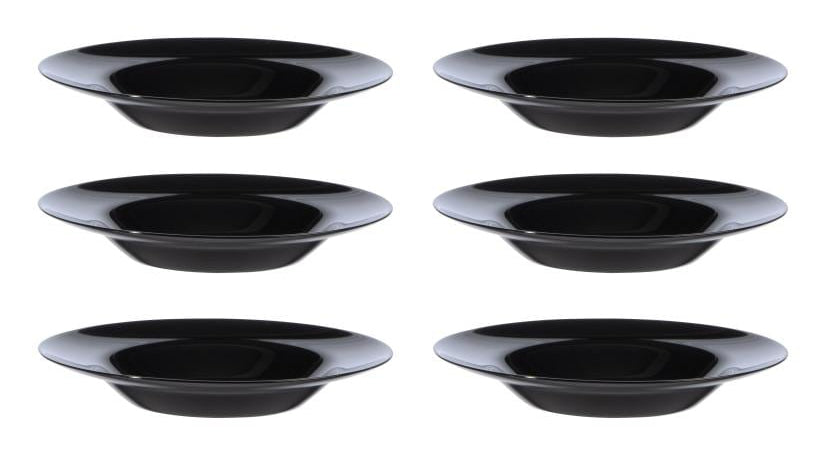 Arcoroc Suppen- & Pastateller Evolution – 6er Set, Ø 28,5 cm, Glas, Schwarz, spülmaschinenfest