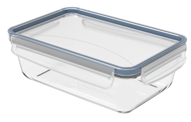 Rotho Glasbehälter Clic & Lock – 1,3 l – eckig – 24 × 7,8 × 16,5 cm – Borosilikatglas – transparent
