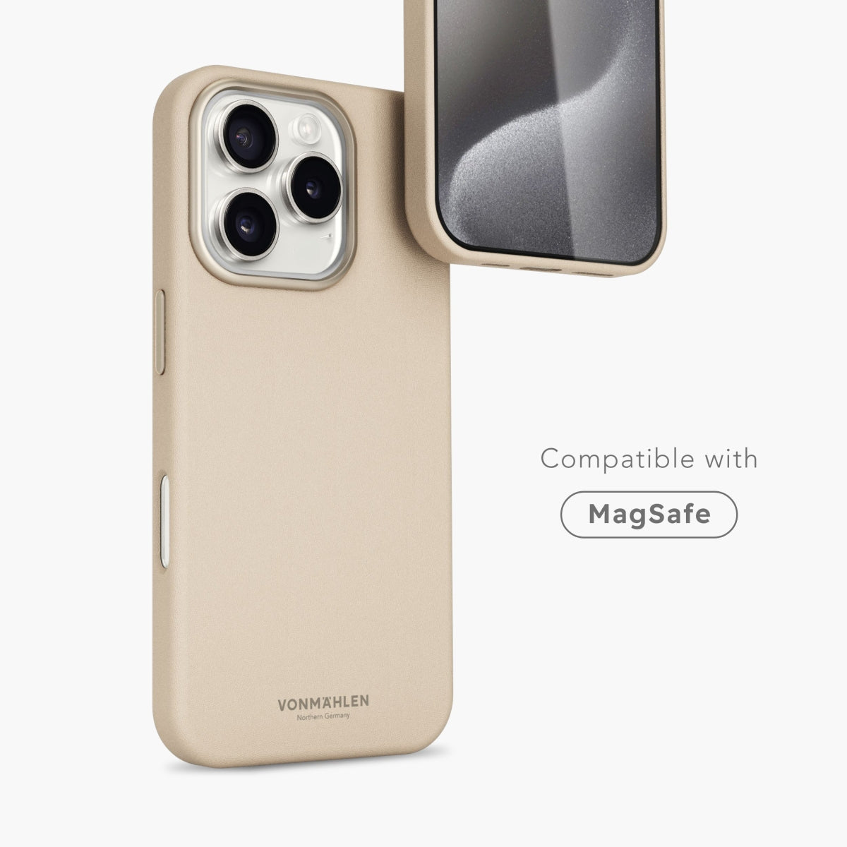 Vonmählen Backcover – für Apple iPhone 16 Pro Max – beige – Kunstleder – MagSafe-kompatibel