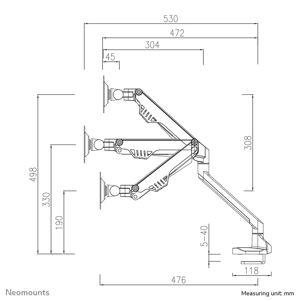 Neomounts FPMA D750WHITE2 – Monitorarm, Tischklemme, bis 32", VESA 75 × 75/100 × 100 mm