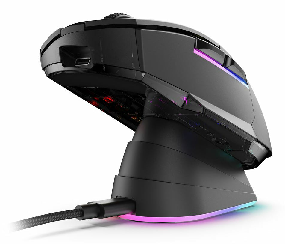 R-Go Tools Sharkoon SKILLER SGM50W – Gaming-Maus – Kabellos (2,4 GHz), 6400 DPI, RGB-Beleuchtung, Rechtshänder, Schwarz