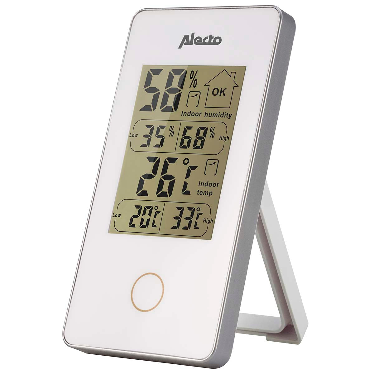 Alecto WS-75 – Thermo-/Hygrosensor, Display, Min-/Max-Anzeige – Weiss
