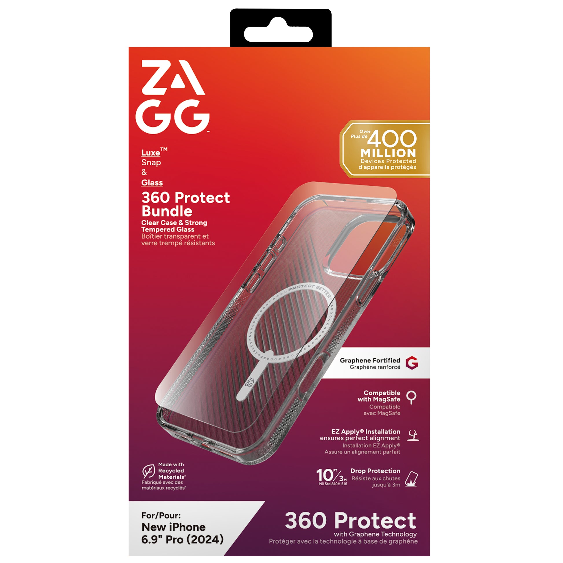 ZAGG Backcover Luxe – für Apple iPhone 16 Pro Max – transparent – Snap-/Lock-Verschluss