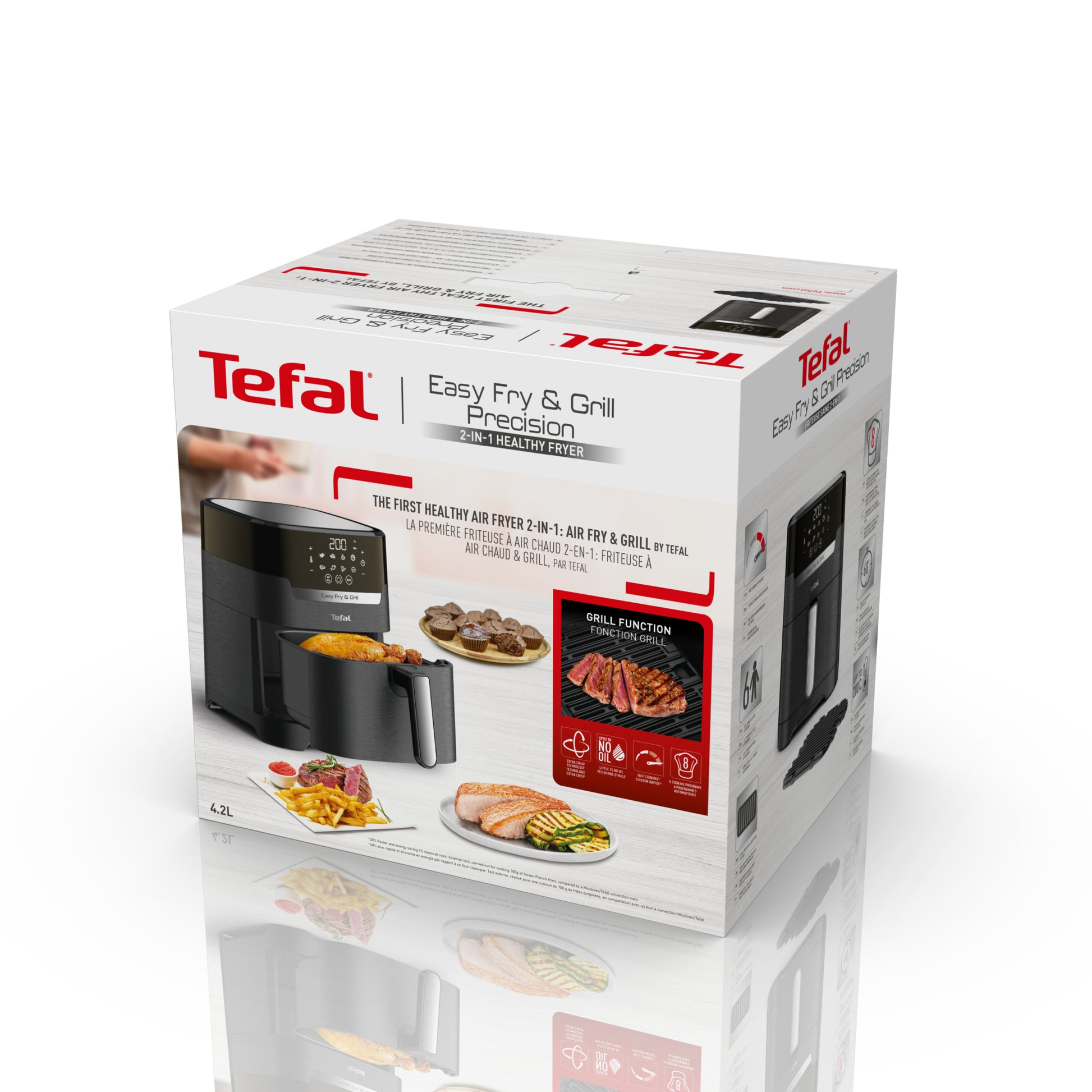 Tefal Heissluftfritteuse EY505815 – 4,2 l, Grill & Heissluft, 1550 W – Schwarz