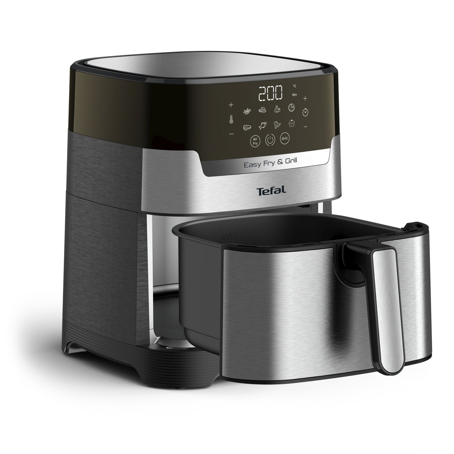 Tefal Heissluftfritteuse EY505D15 – 4,2 l, Grill- und Bratfunktion, 1550 W – Edelstahl