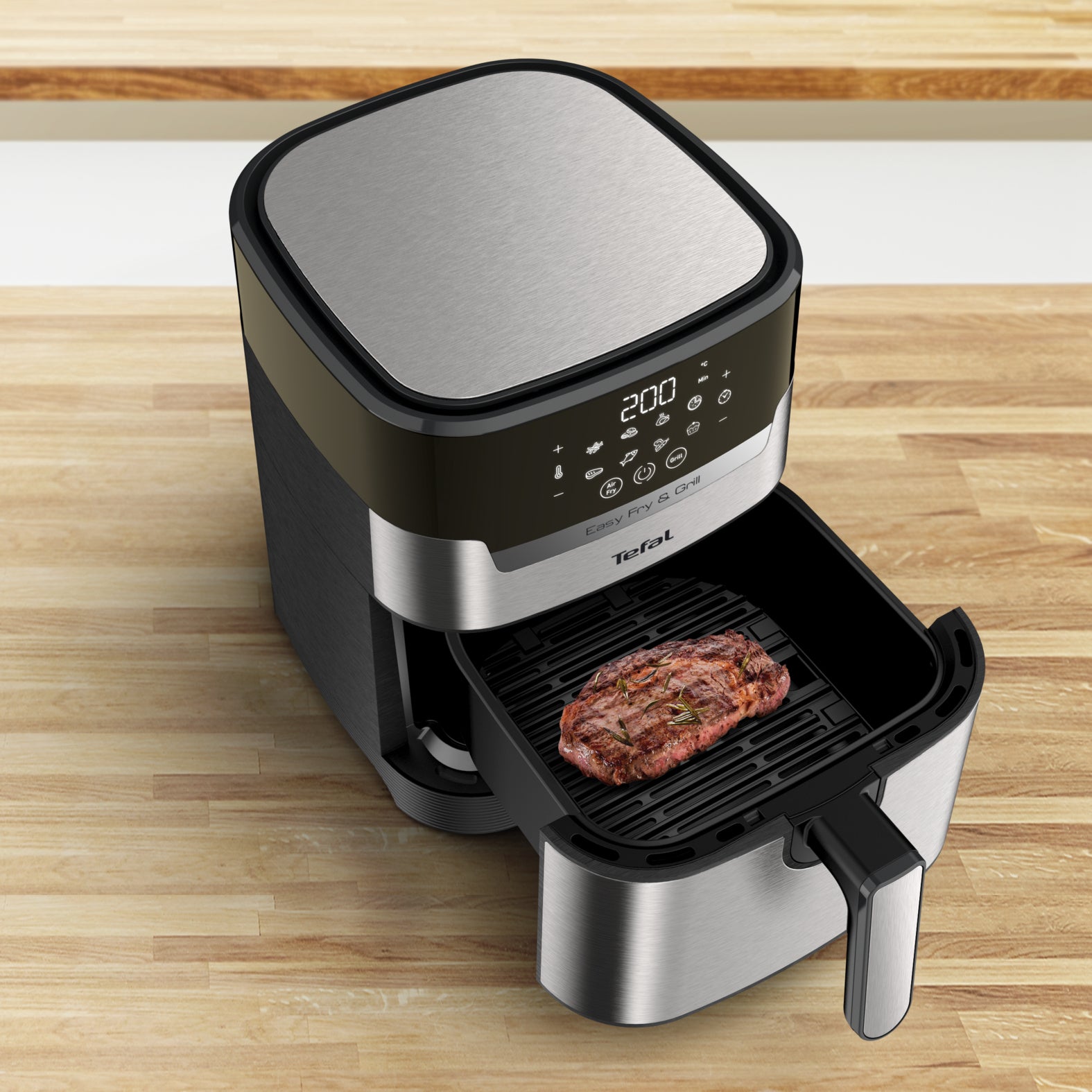 Tefal Heissluftfritteuse EY505D15 – 4,2 l, Grill- und Bratfunktion, 1550 W – Edelstahl