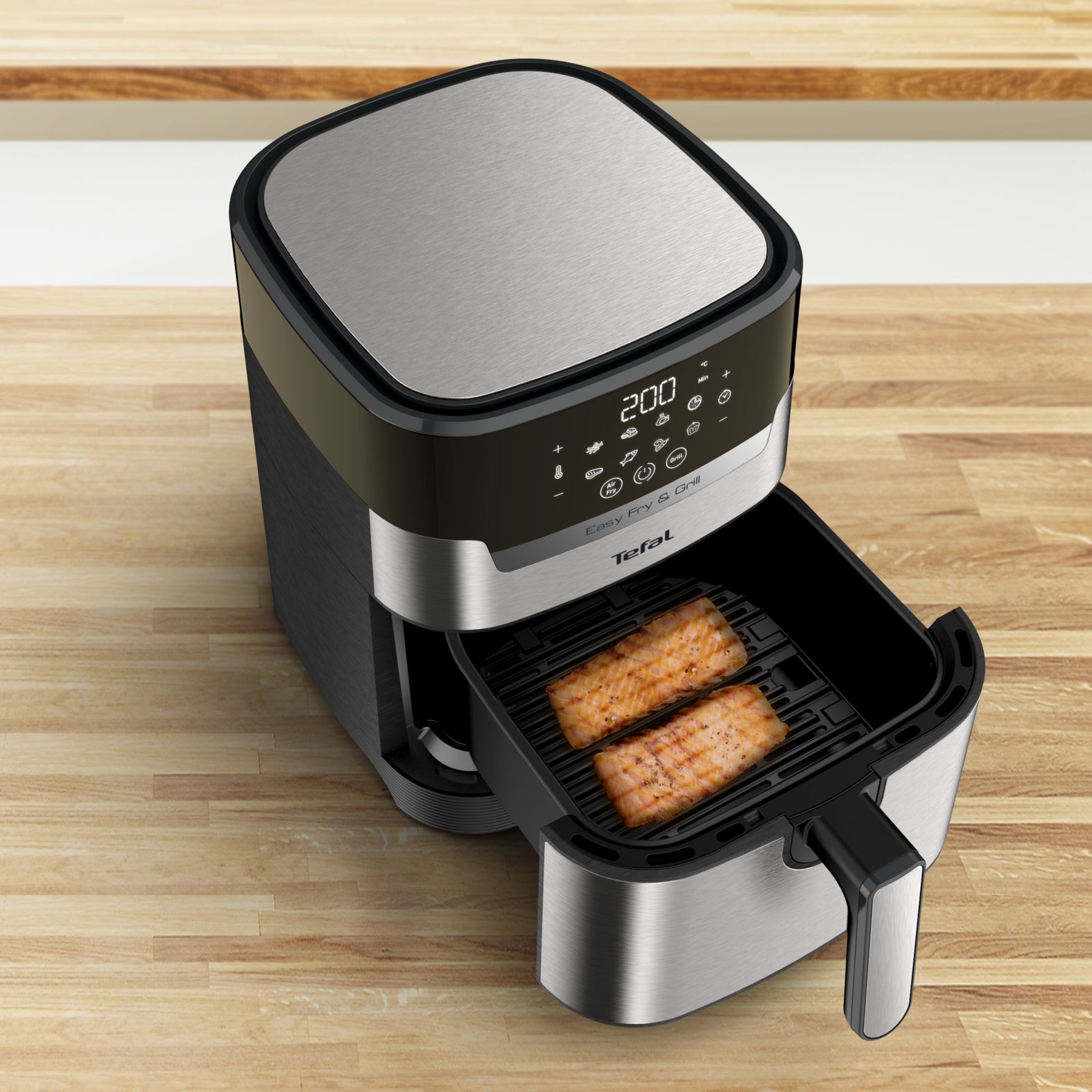 Tefal Heissluftfritteuse EY505D15 – 4,2 l, Grill- und Bratfunktion, 1550 W – Edelstahl