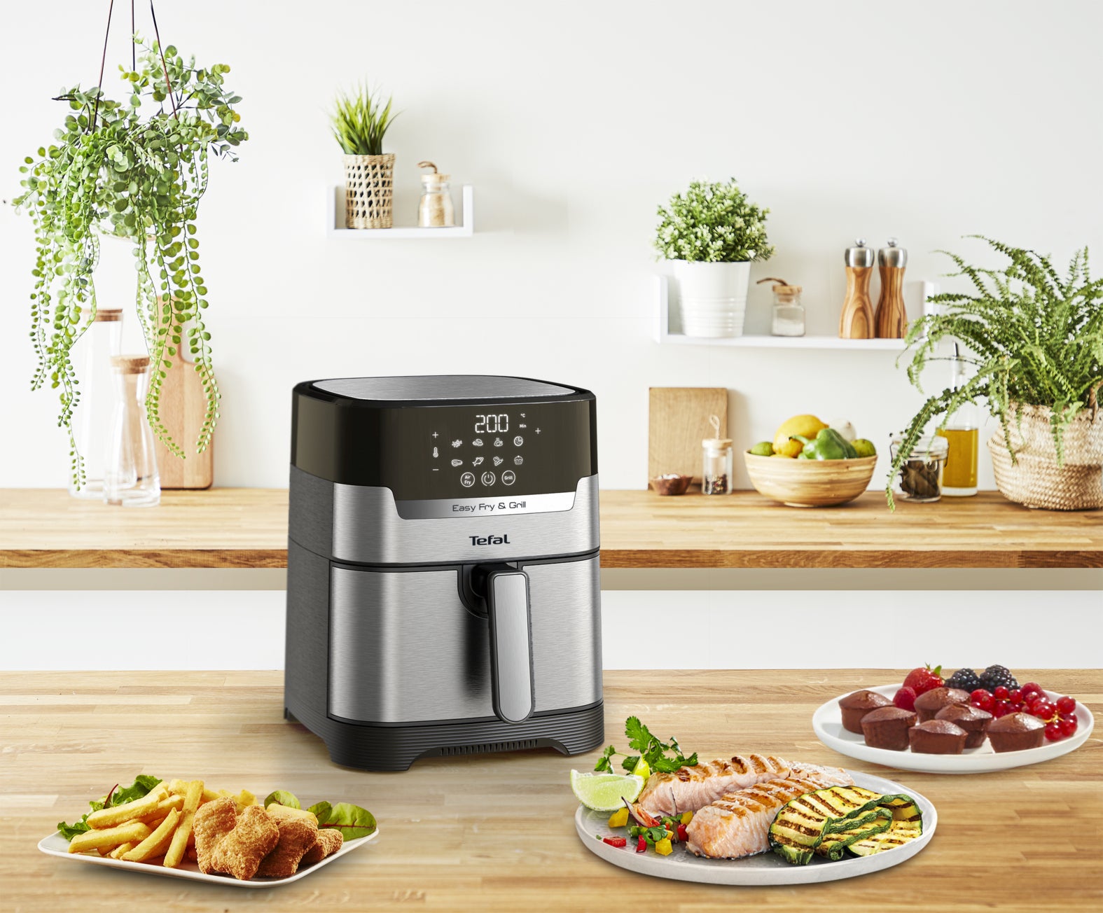 Tefal Heissluftfritteuse EY505D15 – 4,2 l, Grill- und Bratfunktion, 1550 W – Edelstahl