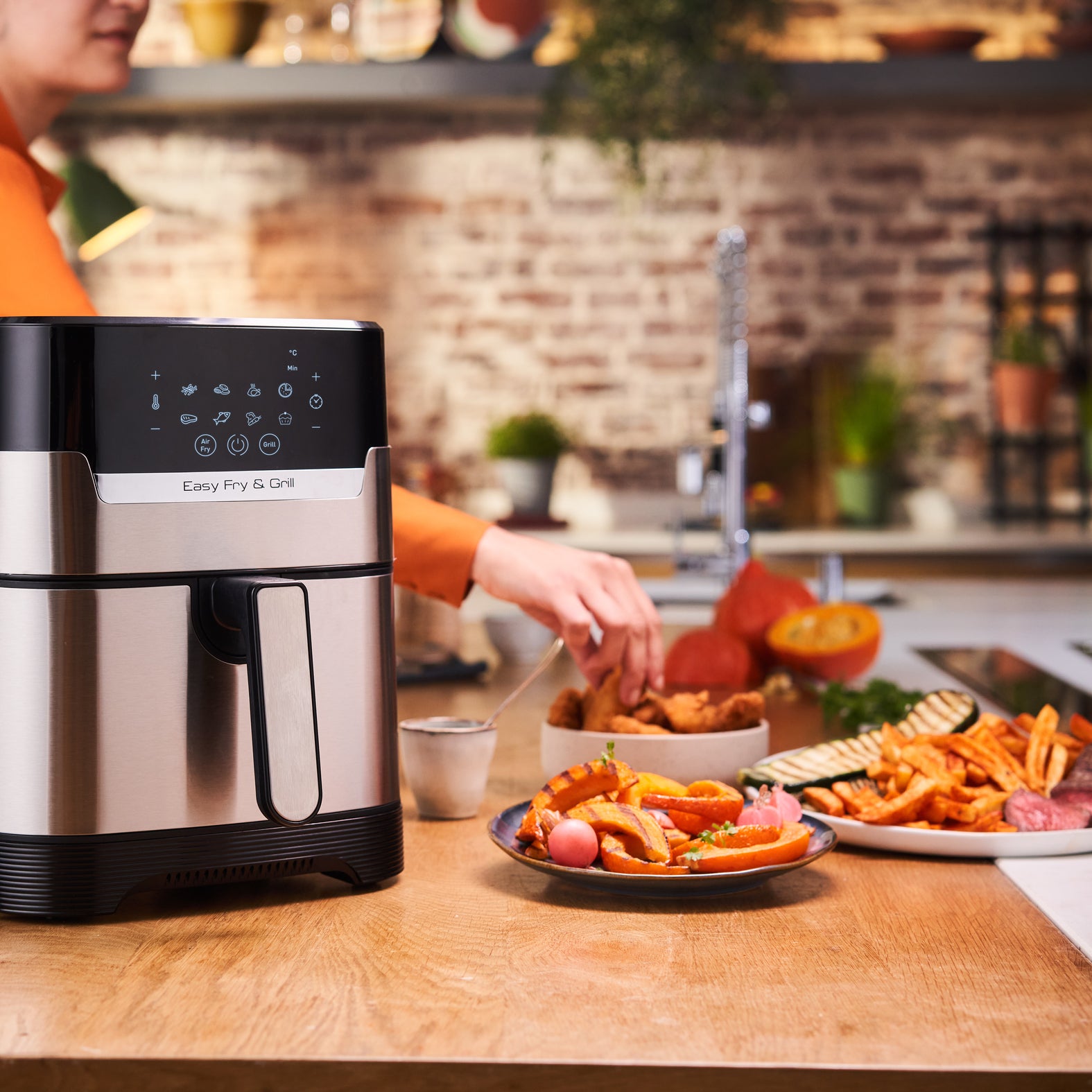 Tefal Heissluftfritteuse EY505D15 – 4,2 l, Grill- und Bratfunktion, 1550 W – Edelstahl