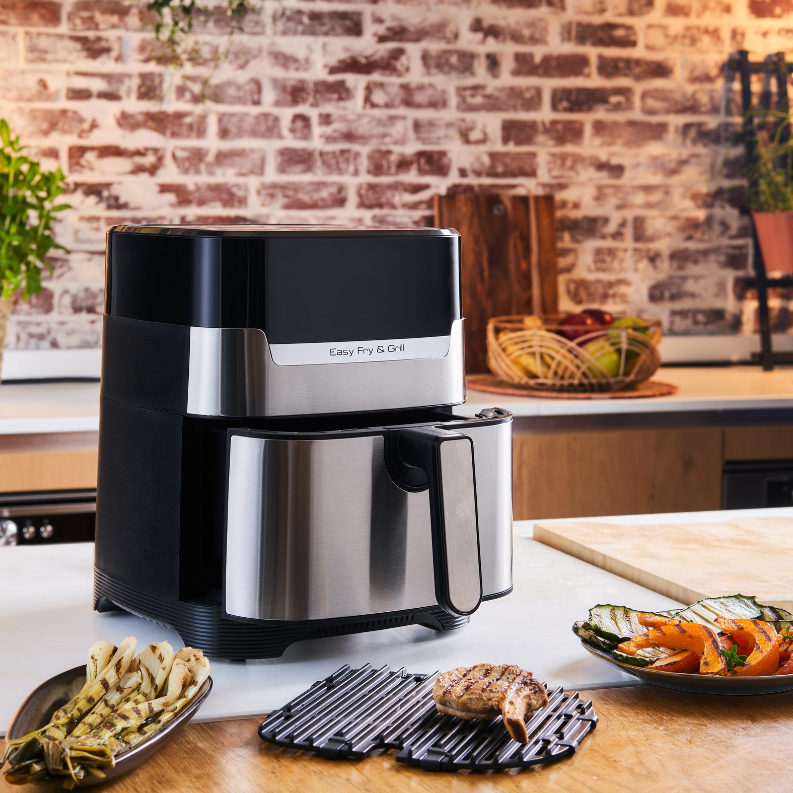 Tefal Heissluftfritteuse EY505D15 – 4,2 l, Grill- und Bratfunktion, 1550 W – Edelstahl