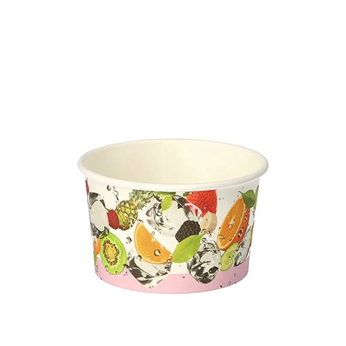 Papstar Eisbecher, Papier, beschichtet – 150 ml, Ø 8,5 cm, mehrfarbig (Früchte) – FSC – 50 Stk.