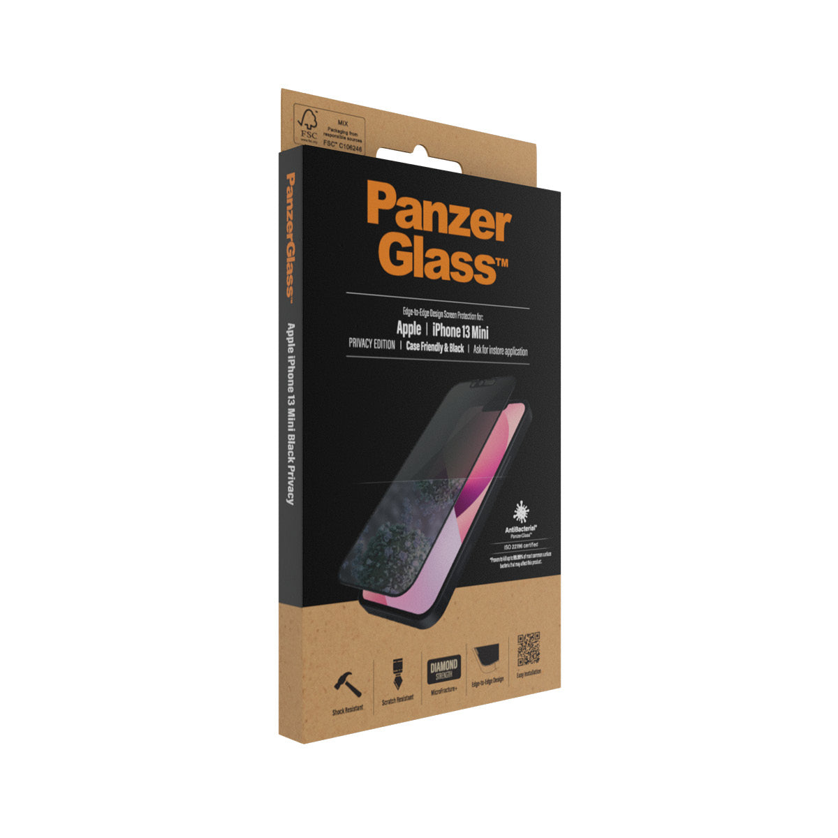 PanzerGlass Displayschutzglas – für Apple iPhone 13 mini, kratzresistent, antibakteriell, Hartglas, transparent