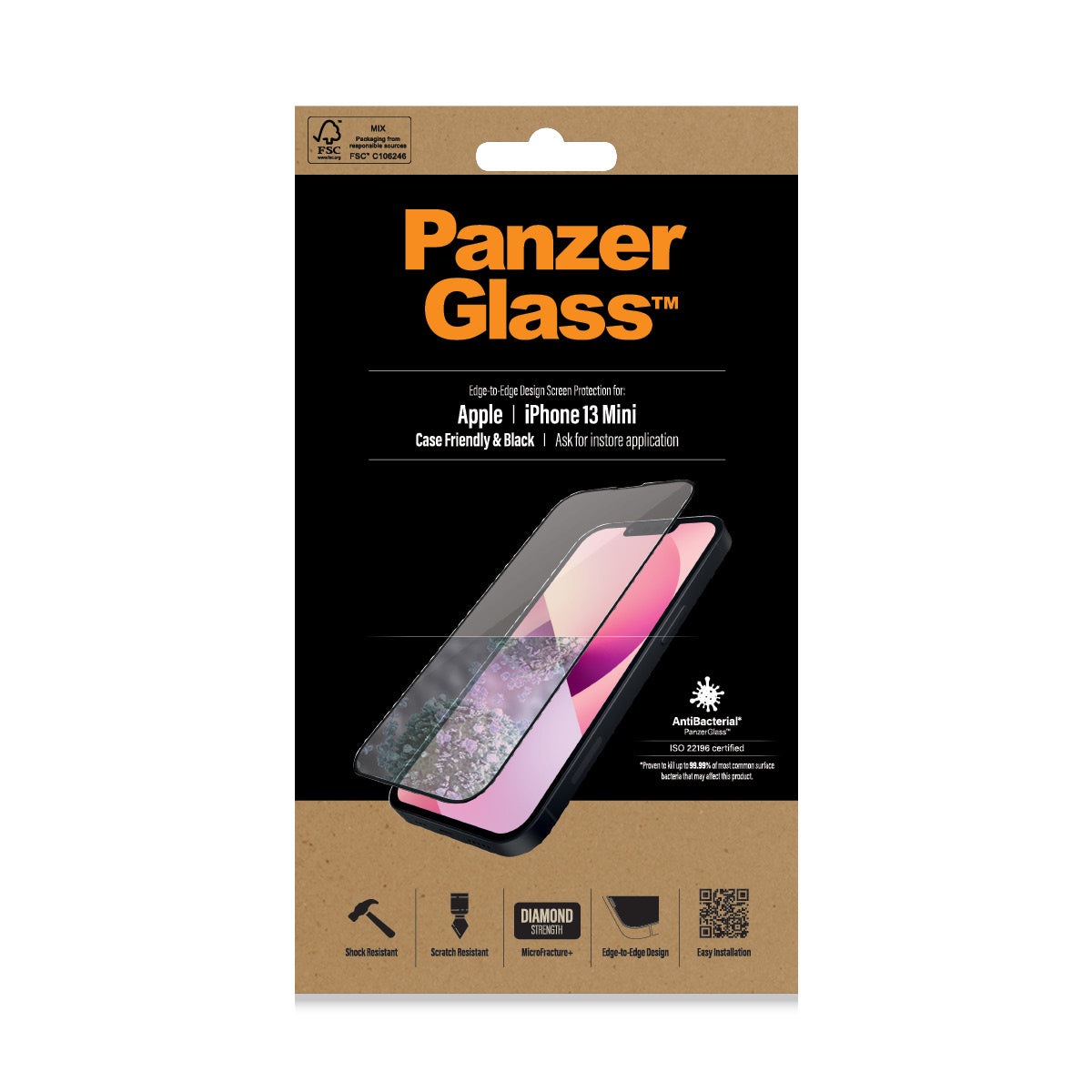 PanzerGlass Displayschutzglas – für Apple iPhone 13 mini, Hartglas, Transparent – 1er-Pack