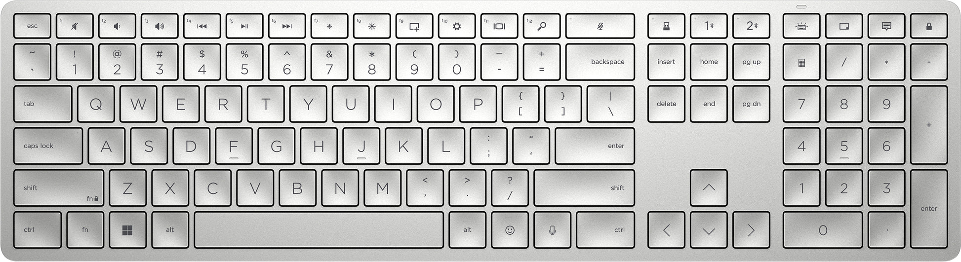 HP 970 Programmierbare Wireless K – Tastatur – Bluetooth (USB-C Ladeport) – Silber