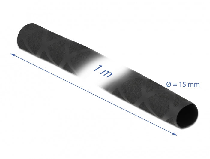 DeLOCK Schrumpfschlauch-Set, 1 Stk., Ø 15 mm × 1 m – schwarz