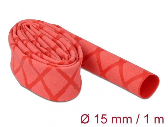 DeLOCK Schrumpfschlauch, 1 m, Ø 15 mm – rot