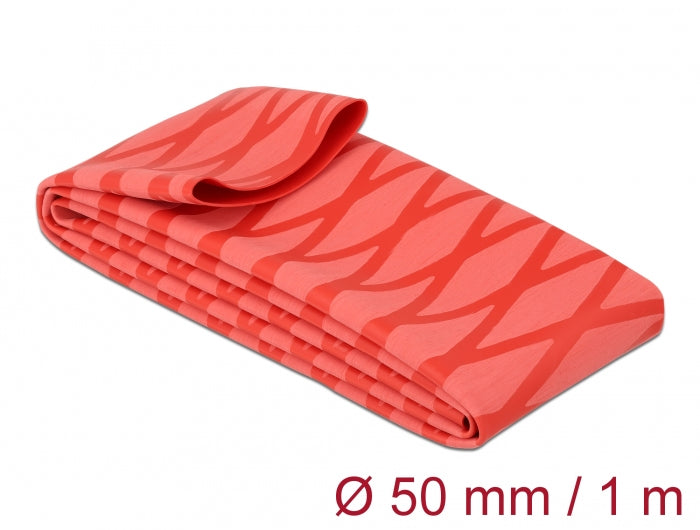 DeLOCK Schrumpfschlauch, Schrumpfungsrate 2:1, Polyolefin, Ø 50 mm × 1 m – Rot