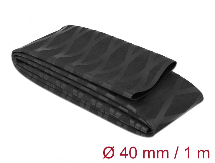 DeLOCK Schrumpfschlauch, Ø 40 mm, 1 m, Schrumpfungsrate 2:1, Schrumpftemperatur 70–125 °C – schwarz