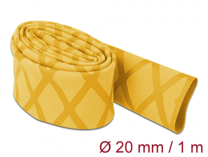 DeLOCK Schrumpfschlauch, Ø 20 mm × 1 m, Schrumpfungsrate 2:1, Polyolefin – Gelb