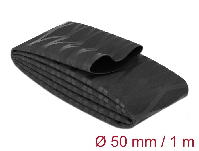 DeLOCK Schrumpfschlauch, Ø 50 mm × 1 m, Schrumpfungsrate 2:1, Polyolefin – Schwarz