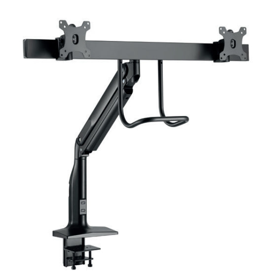 Hagor 8703 – Monitorarm, Dual, Tischklemme – bis 32", VESA 75 × 75/100 × 100 mm, 10 kg, schwarz