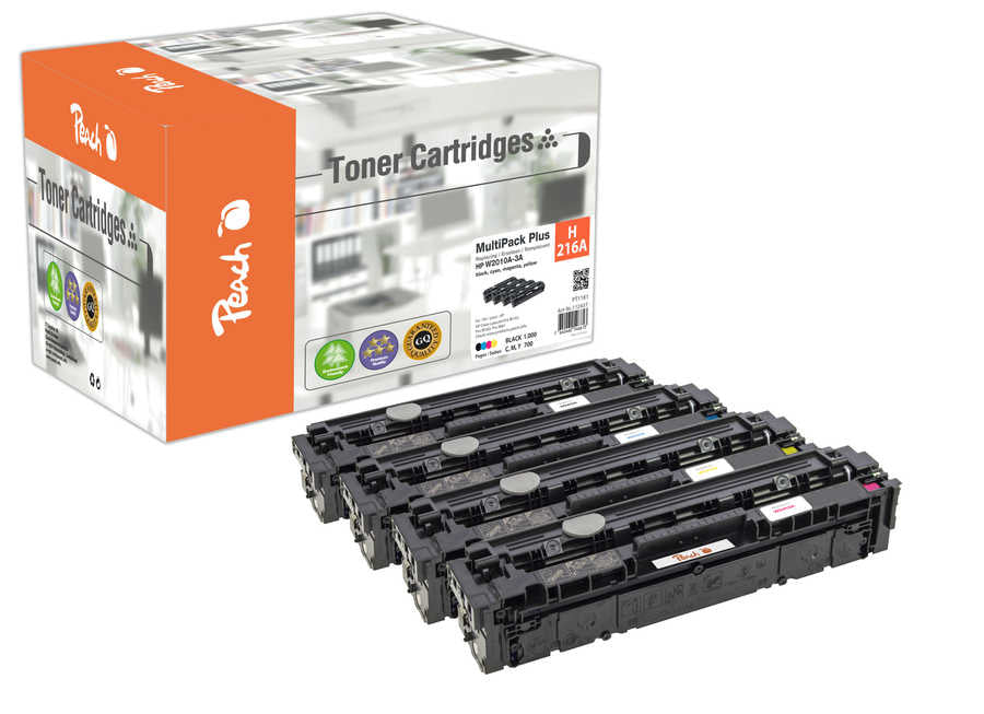 Peach Toner-Multipack – BK/C/M/Y, schwarz 1050, C/M/Y 850 Seiten