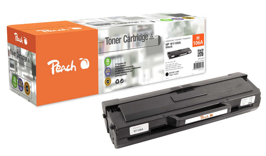 Peach Toner – schwarz, 1000 Seiten – für HP Laser 107a/107r/107w und andere