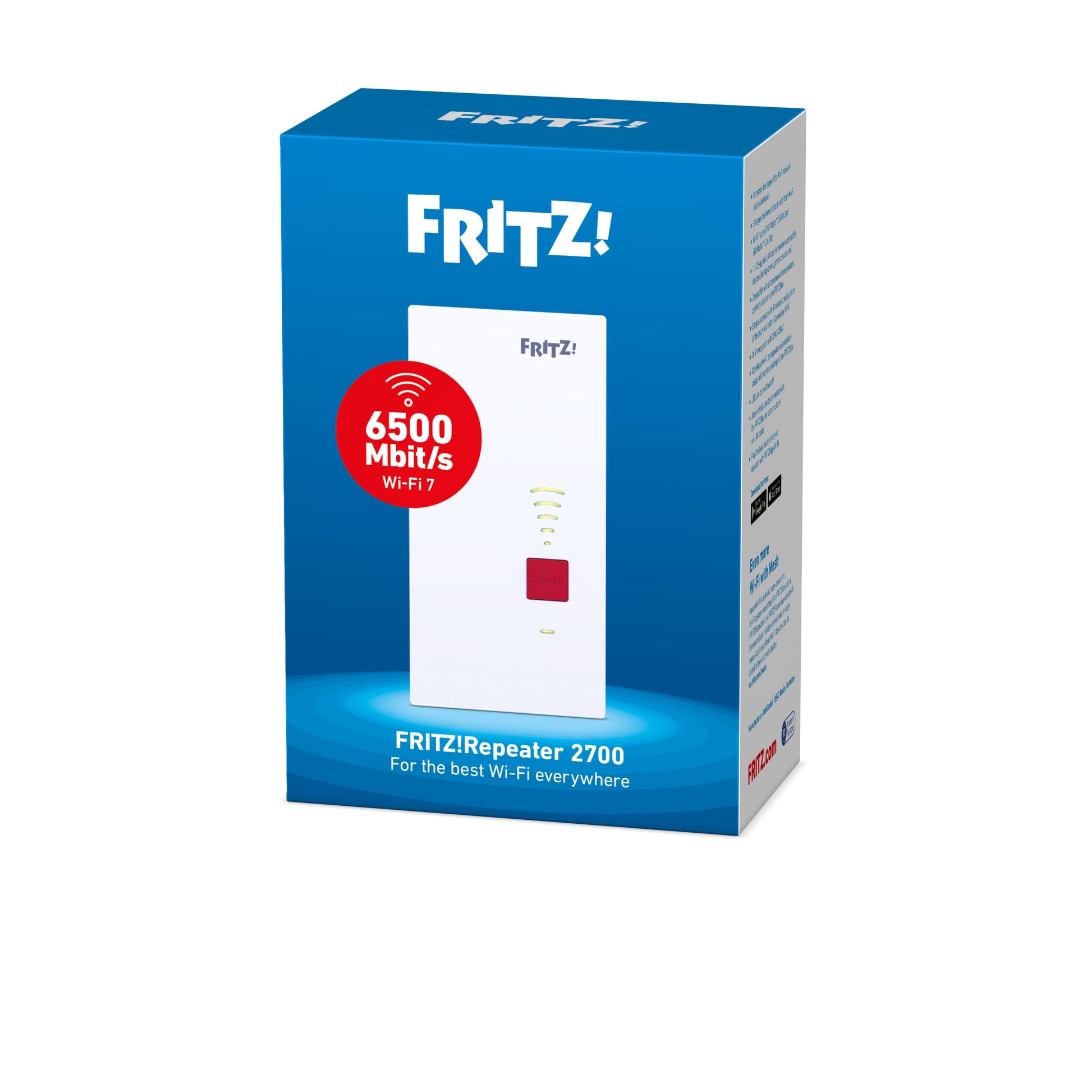 FRITZ! FRITZ Repeater 2700 Access Point – Wi‑Fi 7 (802.11be), Dual‑Band (2,4/5 GHz), bis 6,5 Gbit/s, 1× 2,5GbE