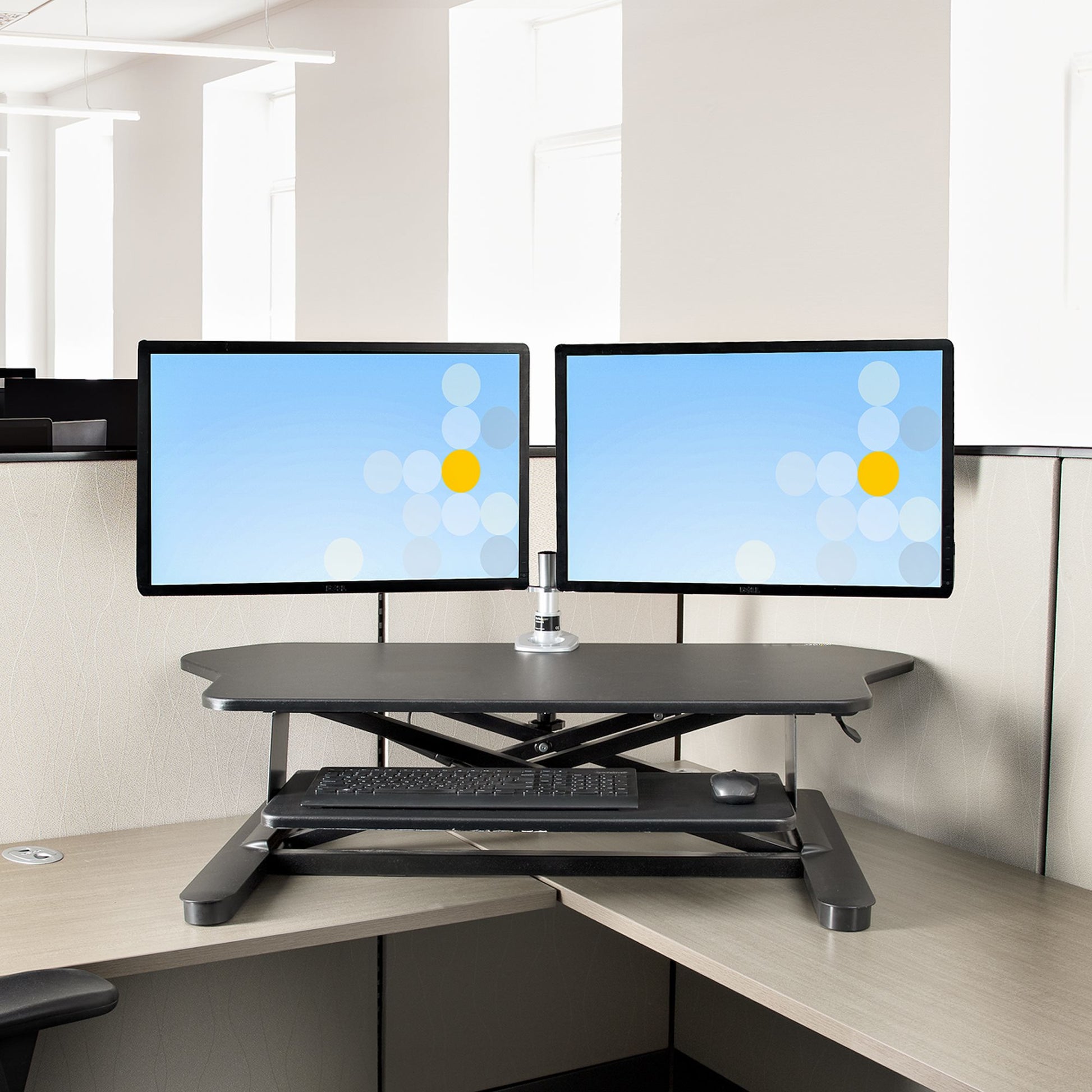StarTech.com Schreibtischaufsatz, 90,8 × 53 cm, höhenverstellbar, für 2 Monitore, schwarz