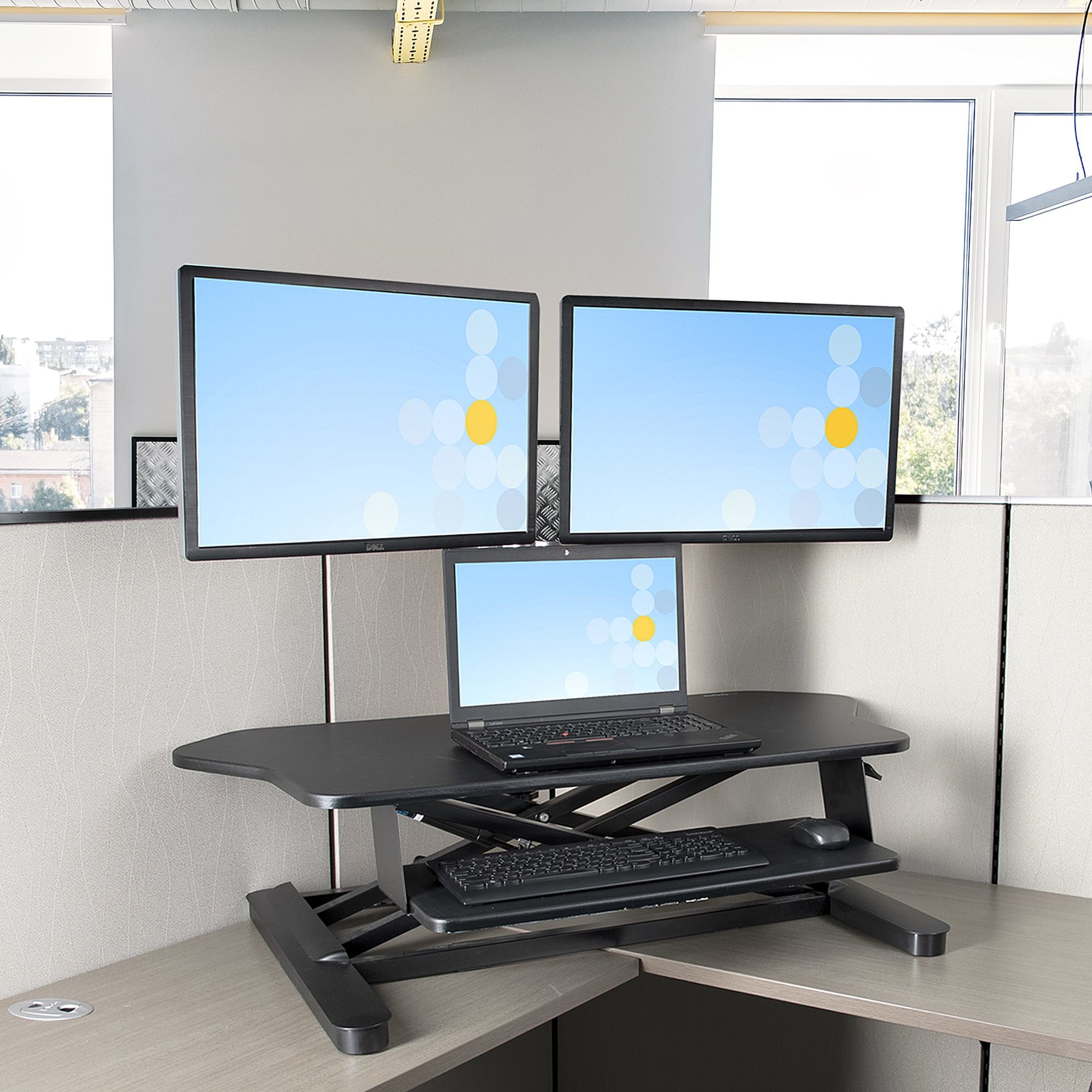 StarTech.com Schreibtischaufsatz, 90,8 × 53 cm, höhenverstellbar, für 2 Monitore, schwarz