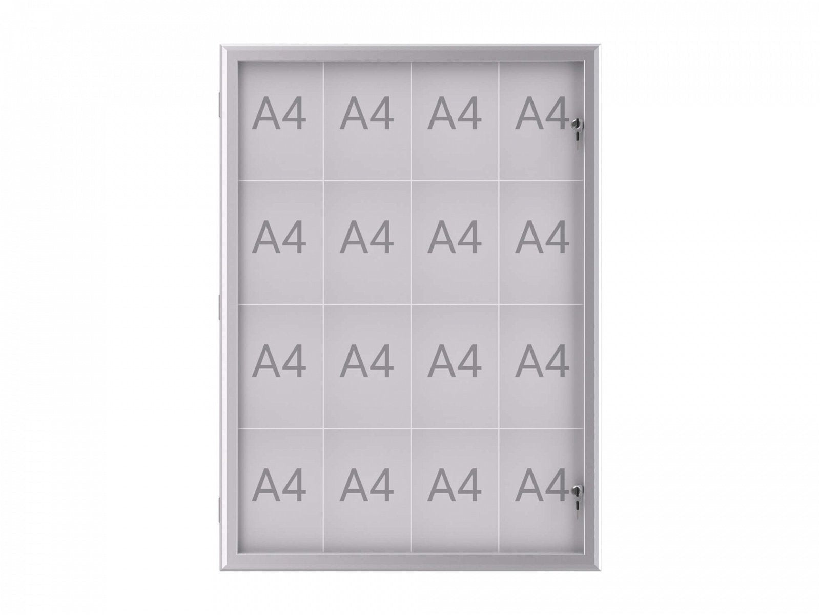 MAUL Schaukasten MAULexcite, 16 × A4 – ESG-Glas, Stahl, abschliessbar, magnethaftend, 95,6 × 134 × 2,8 cm