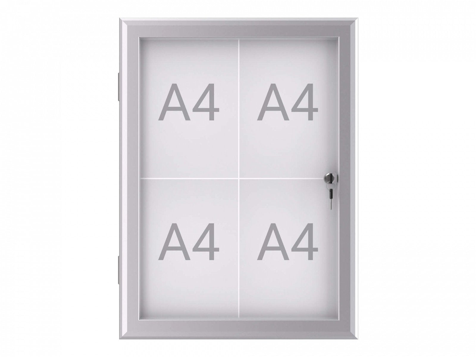 MAUL Schaukasten MAULexcite, 4 × A4 – Aluminium, ESG-Glas, abschliessbar, magnethaftend, 52,2 × 69,6 × 2,8 cm