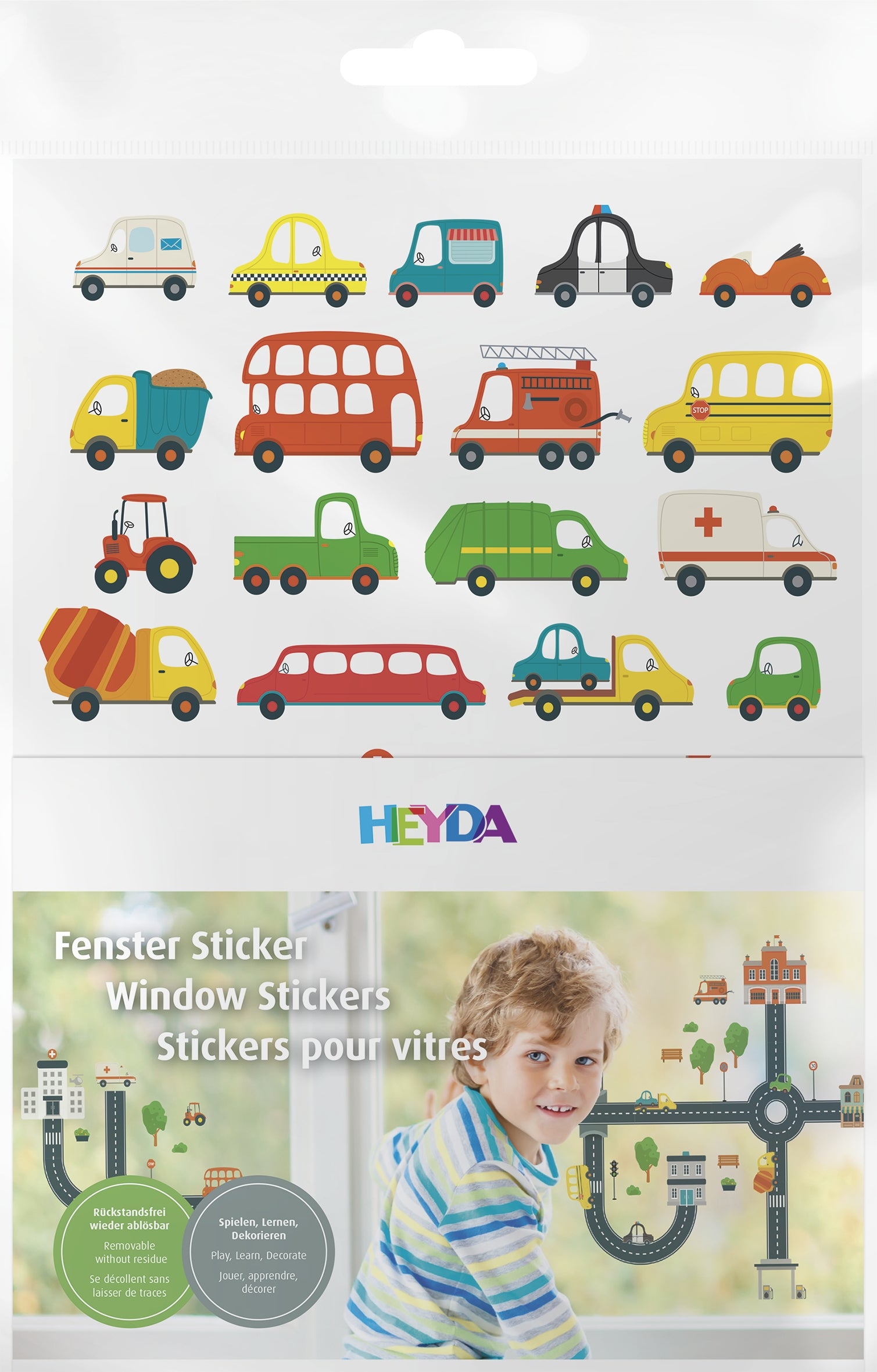 HEYDA Bastelset – Fahrzeug Fensterbilder – 3-teilig
