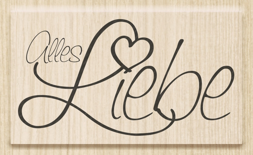 HEYDA Motivstempel – Alles Liebe – Gummi – 60 × 33 mm – Hellbraun