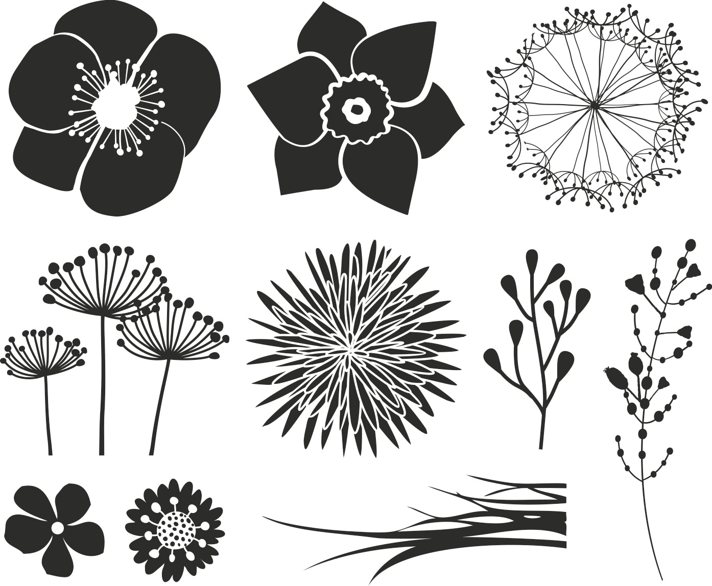 HEYDA Stempel-Set – Blumen – 10 Stempel – Ahorn – 120 × 100 × 30 mm