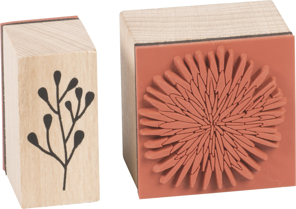HEYDA Stempel-Set – Blumen – 10 Stempel – Ahorn – 120 × 100 × 30 mm