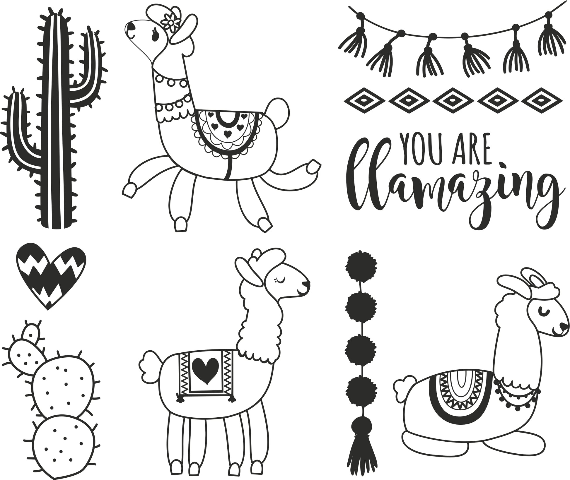 HEYDA Stempel-Set – Lama – 10 Stempel – Holz – 120 × 100 × 30 mm