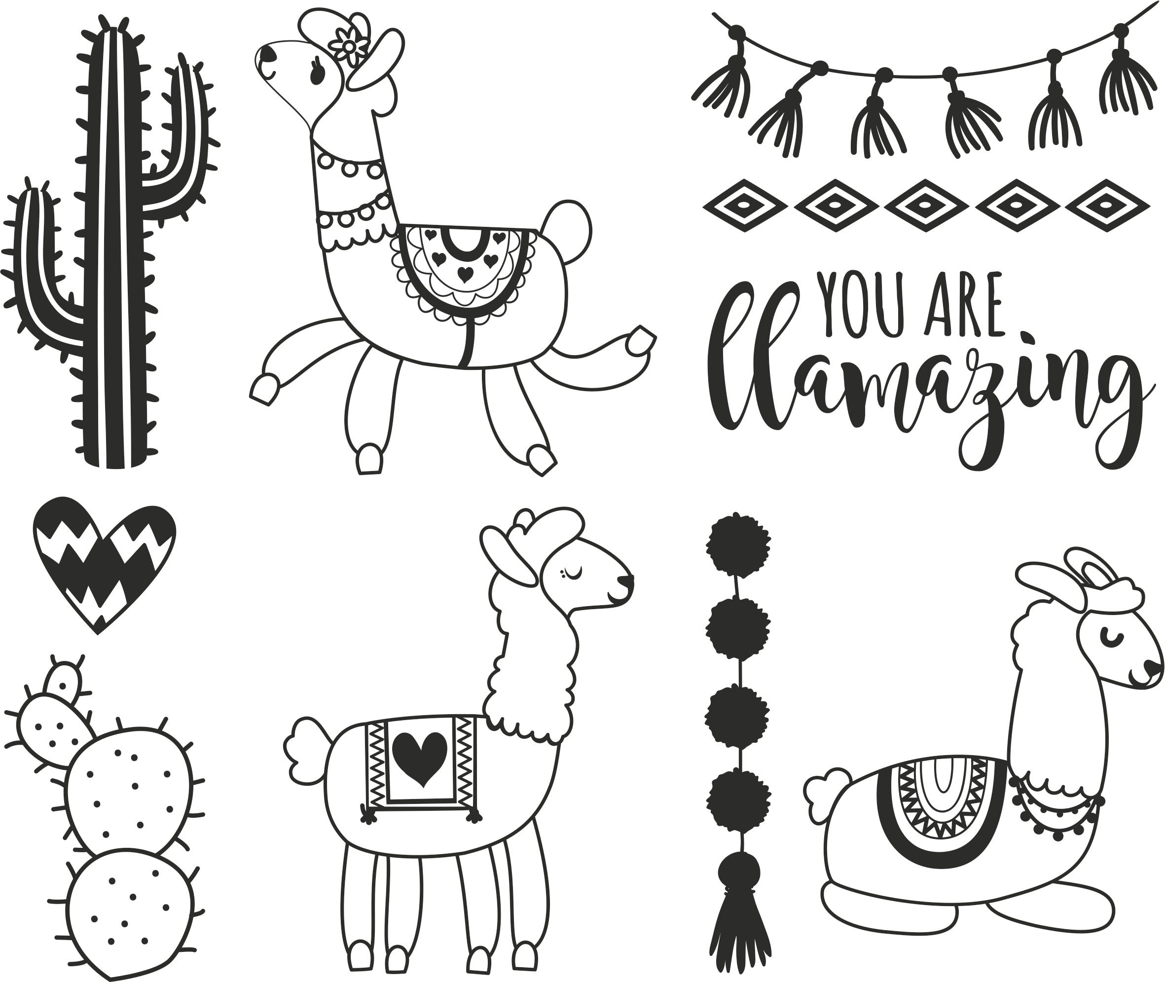 HEYDA Stempel-Set – Lama – 10 Stempel – Holz – 120 × 100 × 30 mm