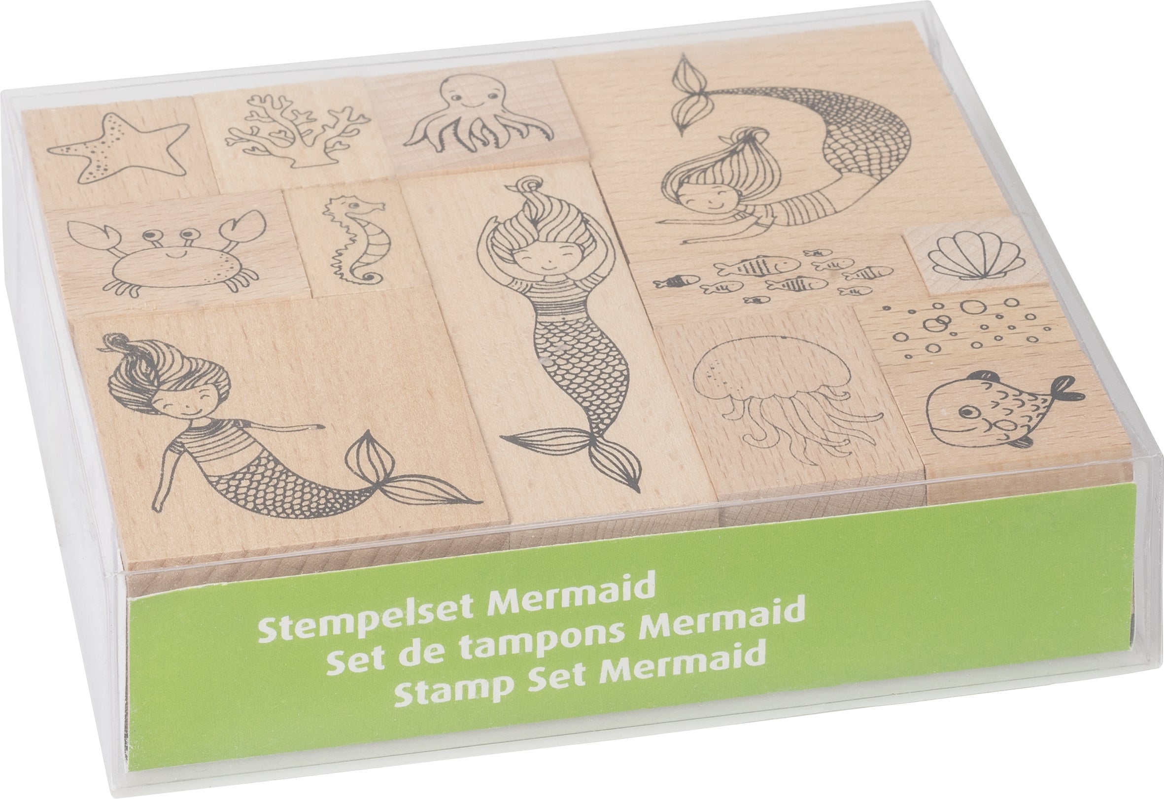 HEYDA Stempel-Set – Meerjungfrau – 13 Stempel – Holz