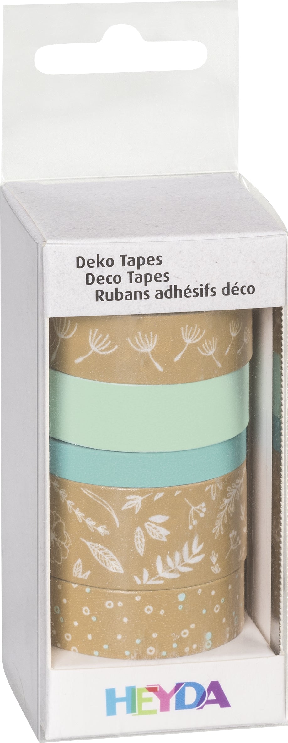 HEYDA Natur Blätter Washi Tape – 12 mm × 5 m, mehrfarbig, Papier, 5 Rollen