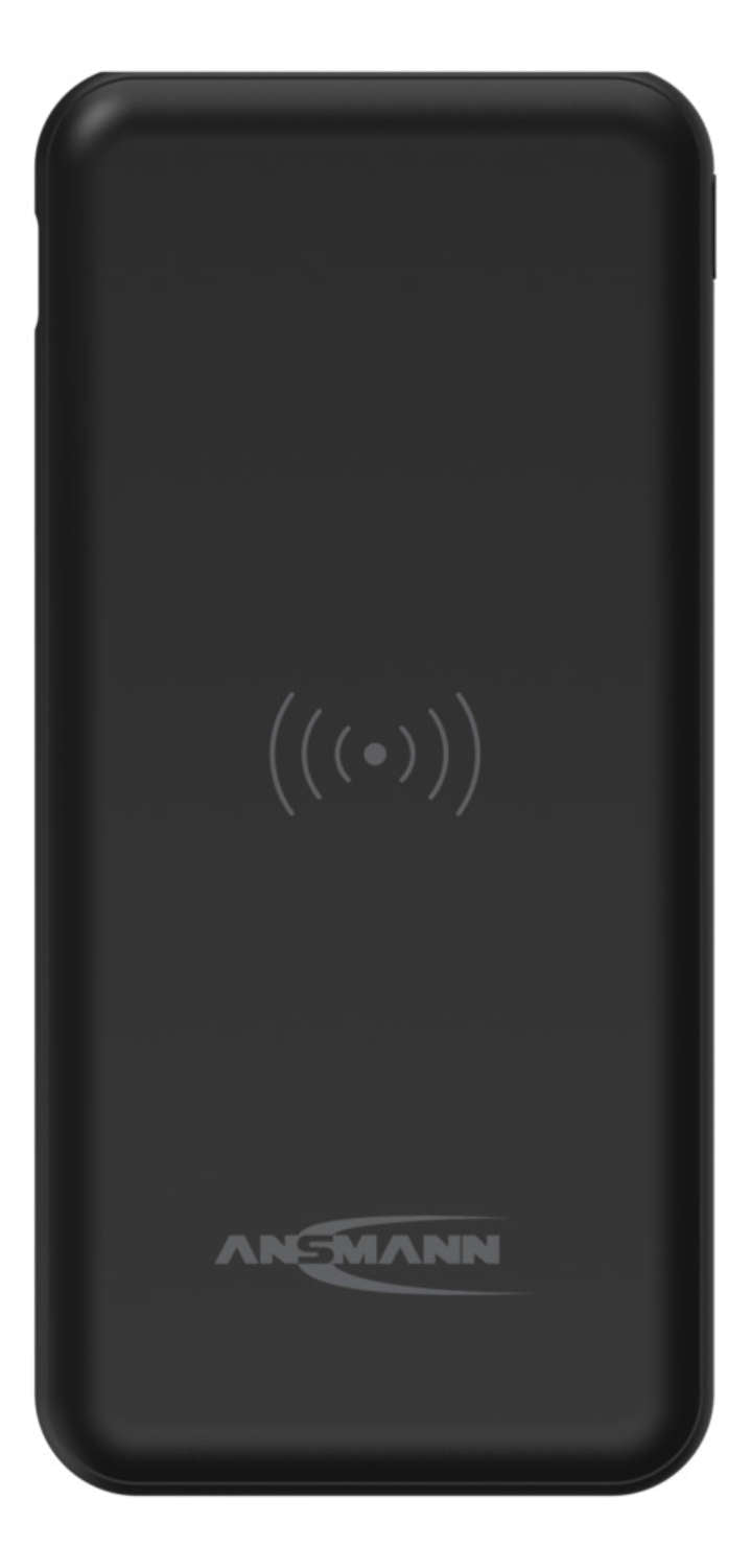 Ansmann PB218 Wireless Powerbank 10'000 mAh – 18 W PD, Wireless 10 W, 1× USB-C, 1× USB-A, schwarz
