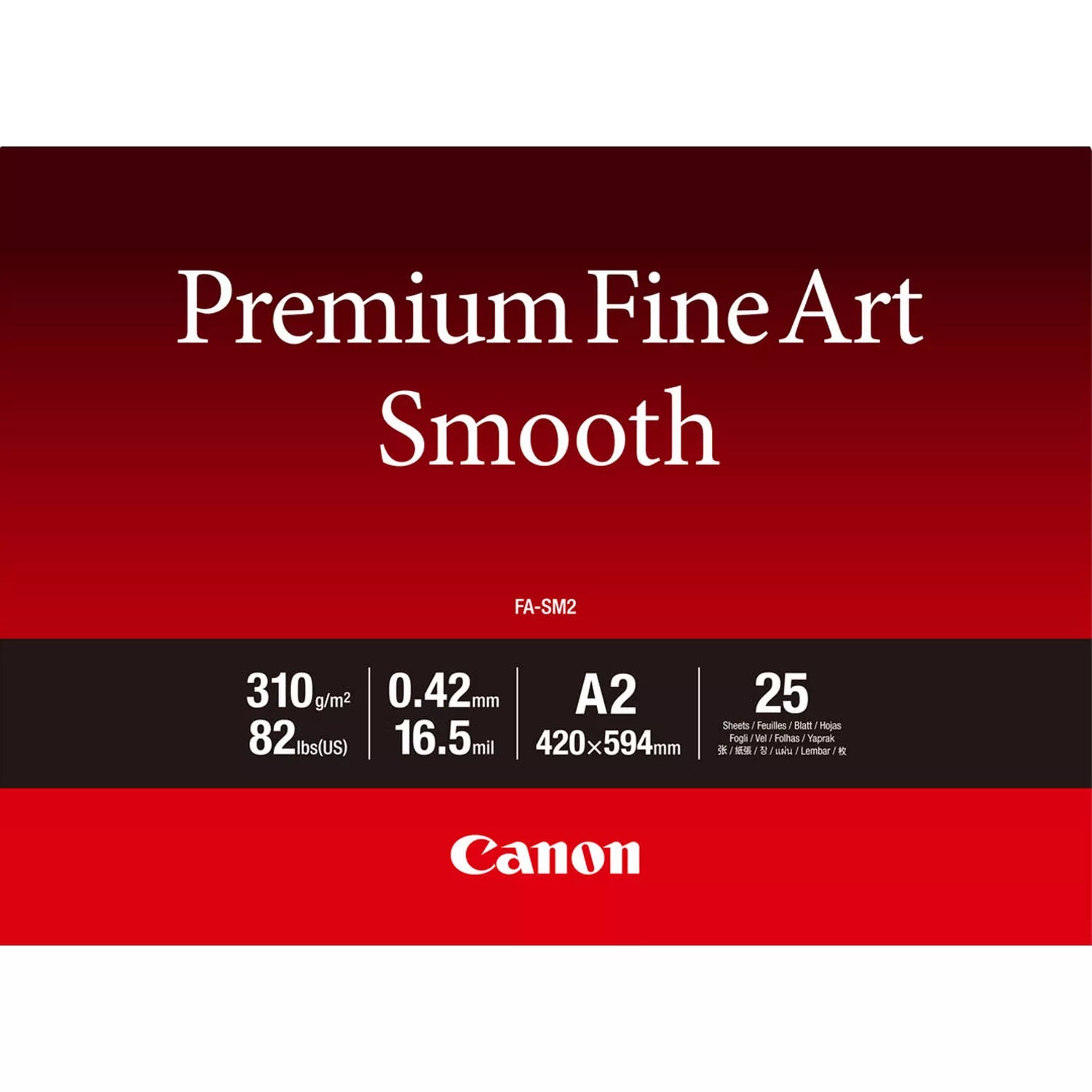 Canon Fine Art Smooth Fotopapier – seidenmatt, A2, 310 g/m², 25 Blatt, Baumwolle – für imagePROGRAF PRO-1000