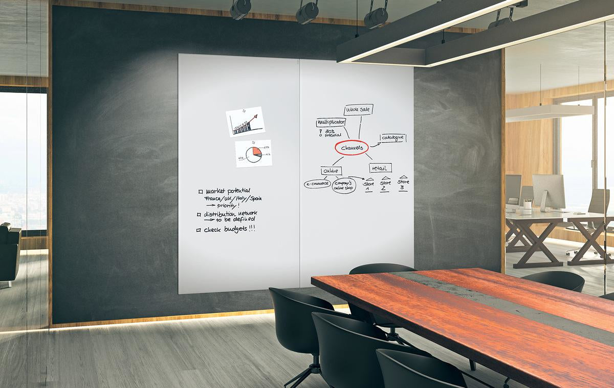 Sigel Whiteboard – 200 × 100 cm, Glas, magnetisch, Wandmontage, inkl. 3 Magnete, Befestigungsmaterial