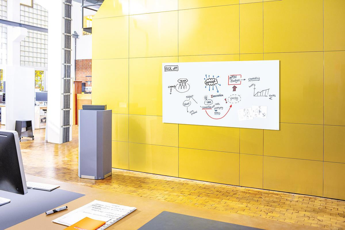 Sigel Whiteboard – 200 × 100 cm, Glas, magnetisch, Wandmontage, inkl. 3 Magnete, Befestigungsmaterial