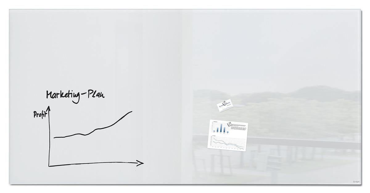 Sigel Whiteboard – 200 × 100 cm, Glas, magnetisch, inkl. Magnete, Befestigungsmaterial