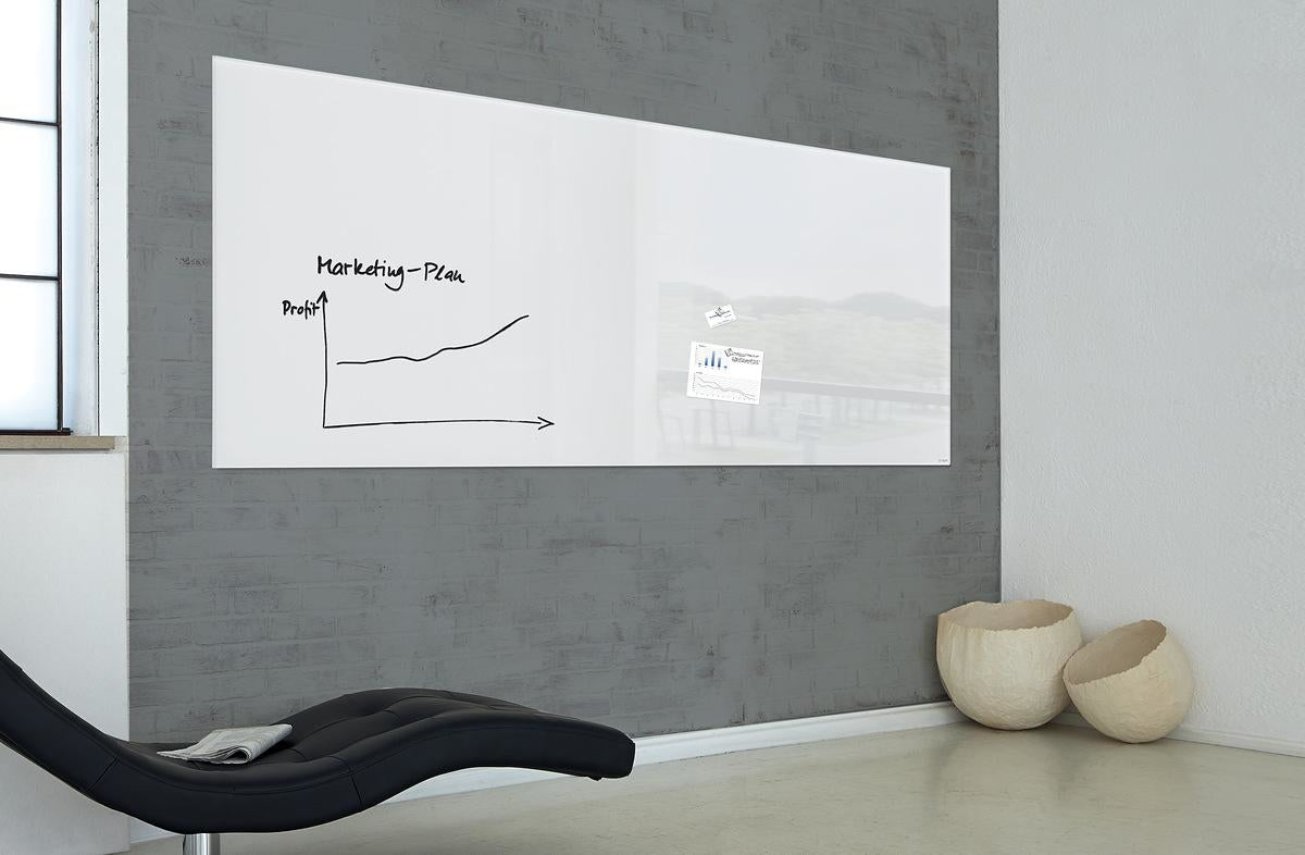 Sigel Whiteboard – 200 × 100 cm, Glas, magnetisch, inkl. Magnete, Befestigungsmaterial